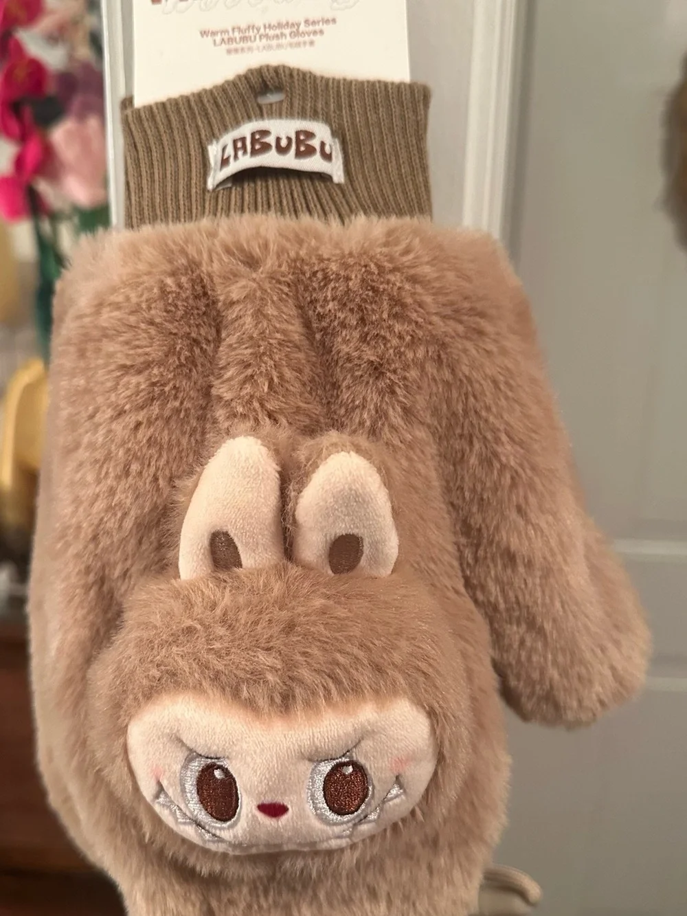 Warm Fluffy Holiday Series LABUBU Plush Gloves